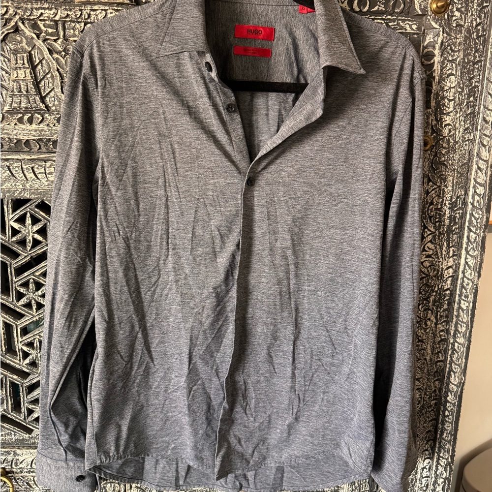 HUGO Gray Slim Fit Shirt